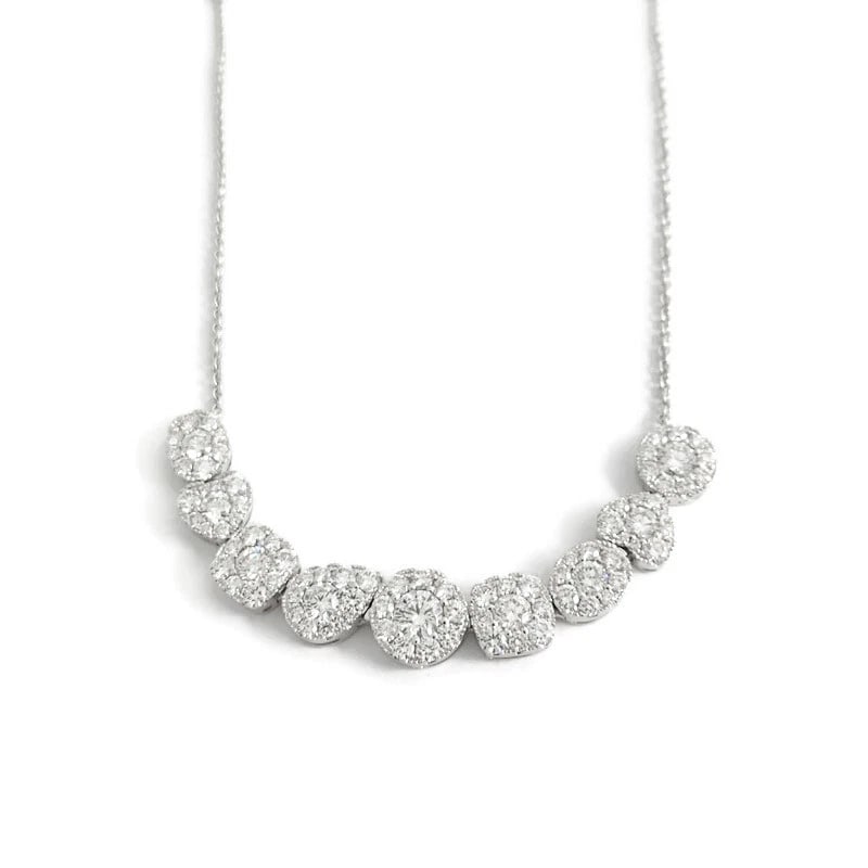 Multishaped Curved Diamond Bar Pendant Necklace 14K White Gold, 2.64 CTW: Multishaped Curved Diamond Bar Pendant Necklace 14K White Gold, 2.64 CTW Make a statement with this gorgeous diamond necklace. Please let us know if you have any questions. Diamonds: 87 round brillian