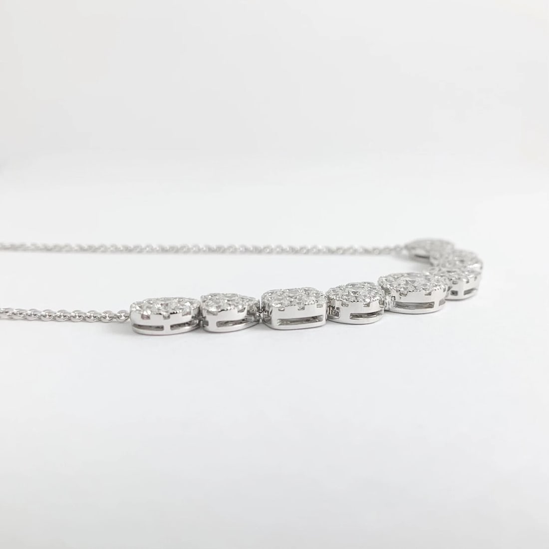 Multishaped Curved Diamond Bar Pendant Necklace 14K White Gold, 2.64 CTW - 6