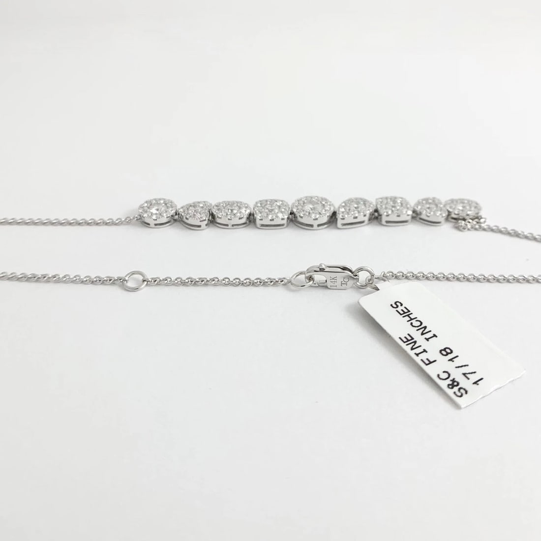 Multishaped Curved Diamond Bar Pendant Necklace 14K White Gold, 2.64 CTW - 8