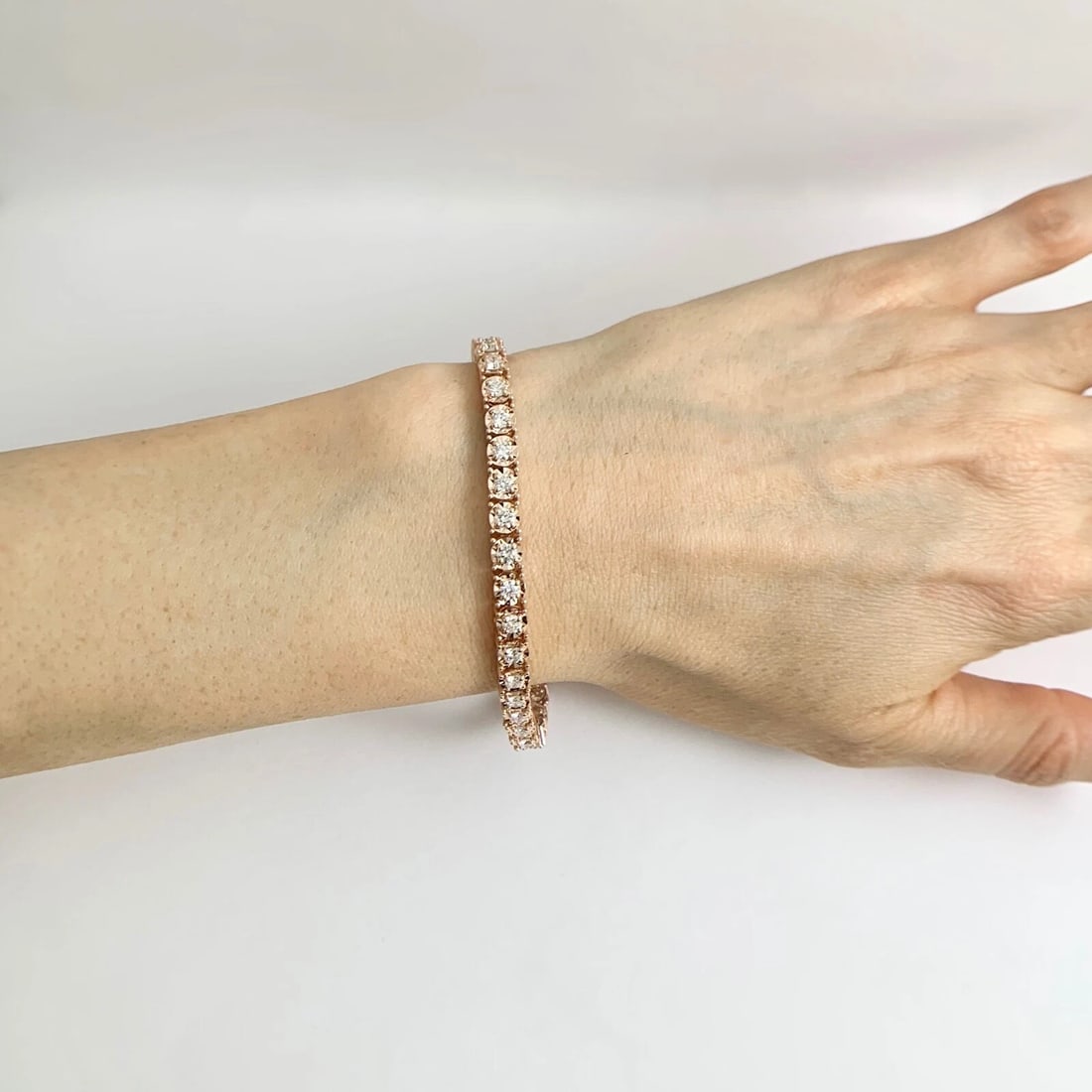 Round Diamond Illusion-Set Tennis Bracelet 14K Pink Rose Gold 7 Inches, 3.05 CTW - 3