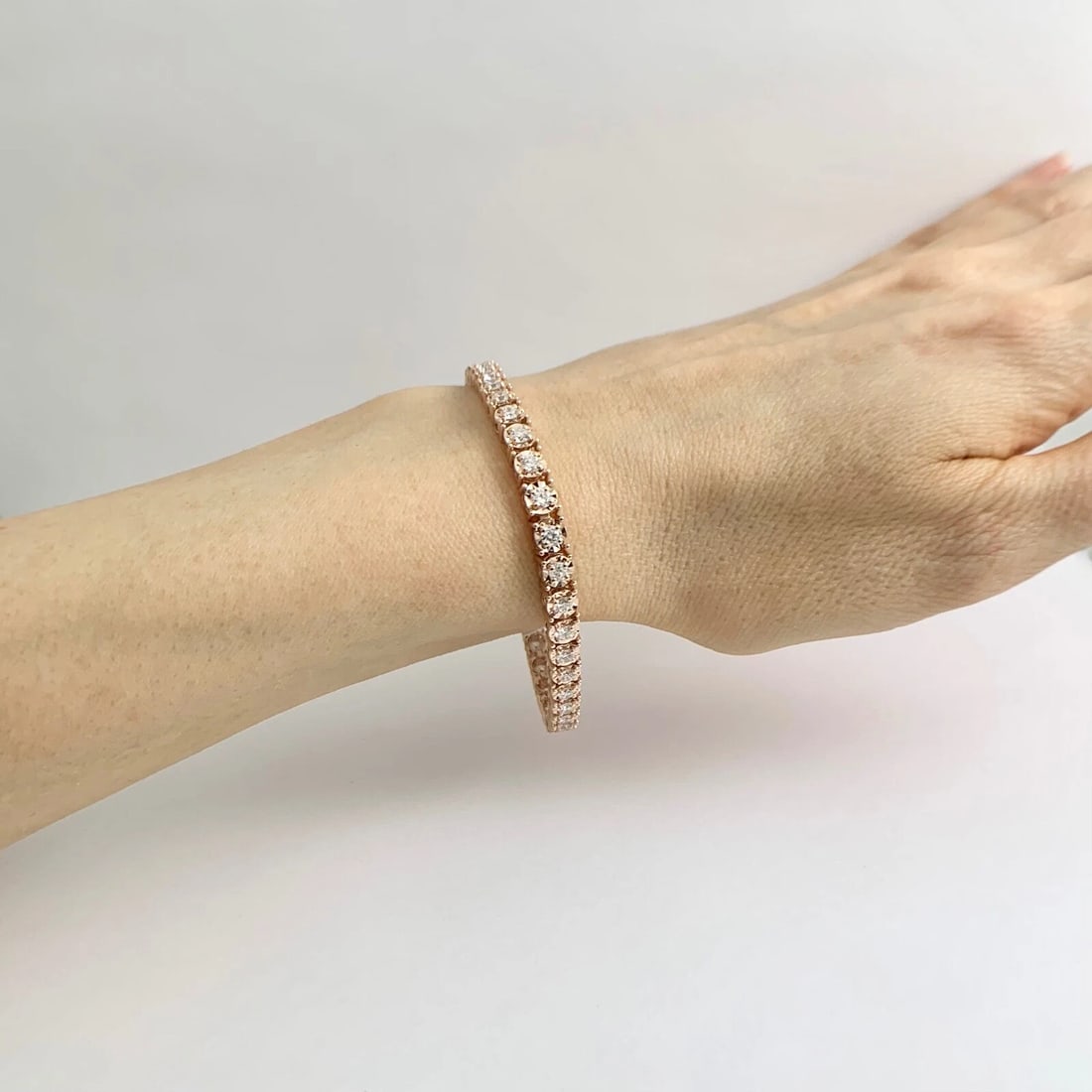 Round Diamond Illusion-Set Tennis Bracelet 14K Pink Rose Gold 7 Inches, 3.05 CTW - 4