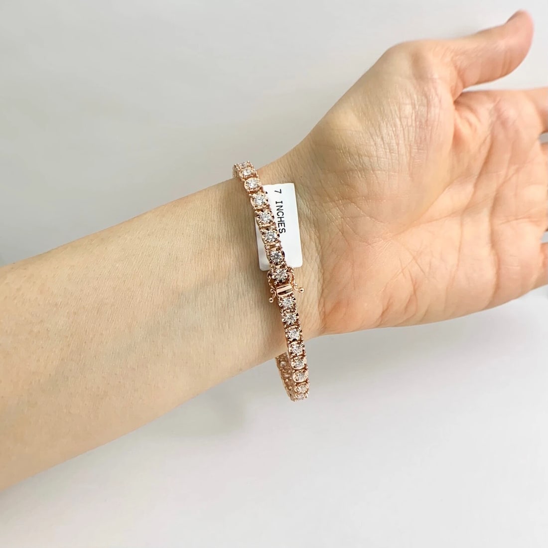 Round Diamond Illusion-Set Tennis Bracelet 14K Pink Rose Gold 7 Inches, 3.05 CTW - 5