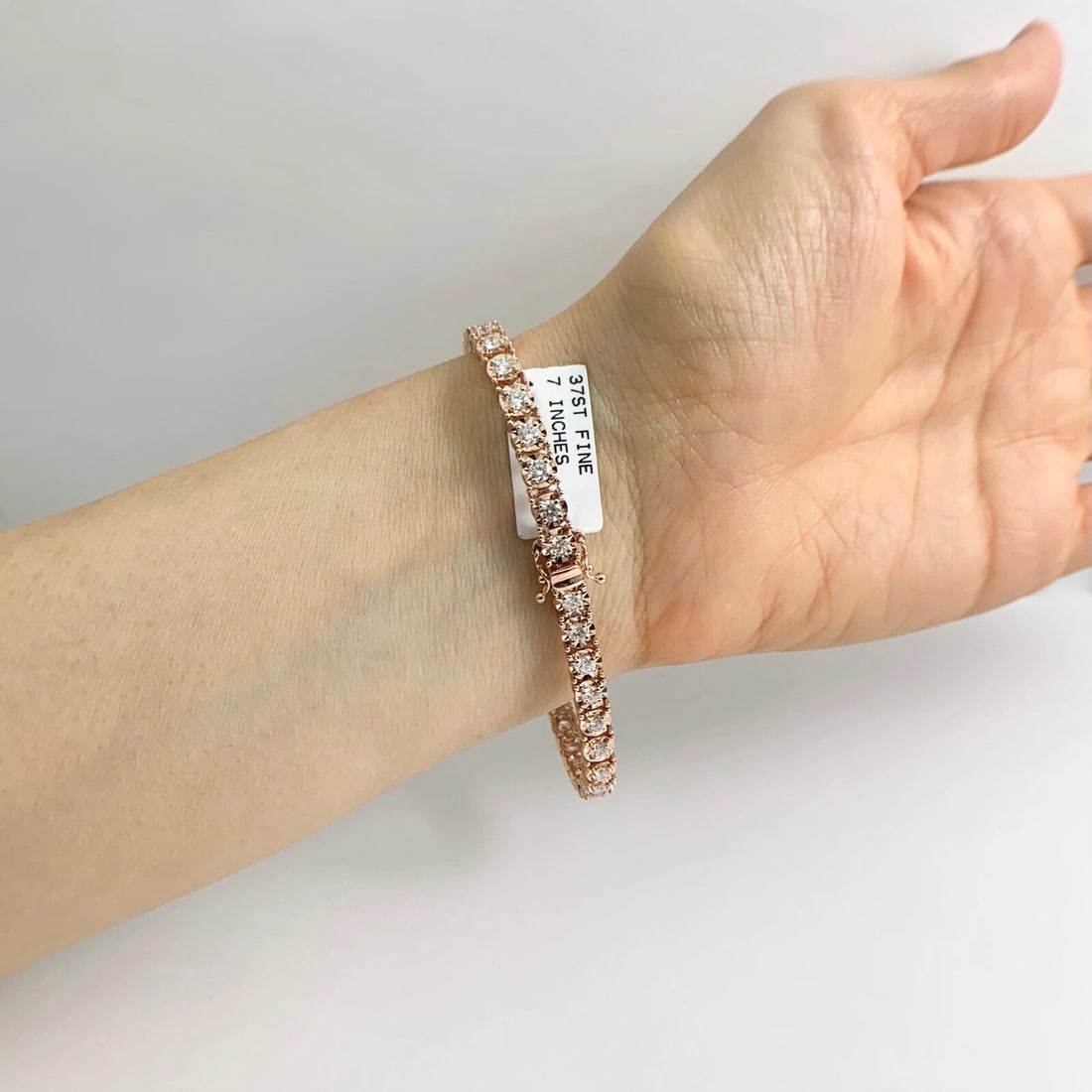 Round Diamond Illusion-Set Tennis Bracelet 14K Pink Rose Gold 7 Inches, 3.03 CTW - 5