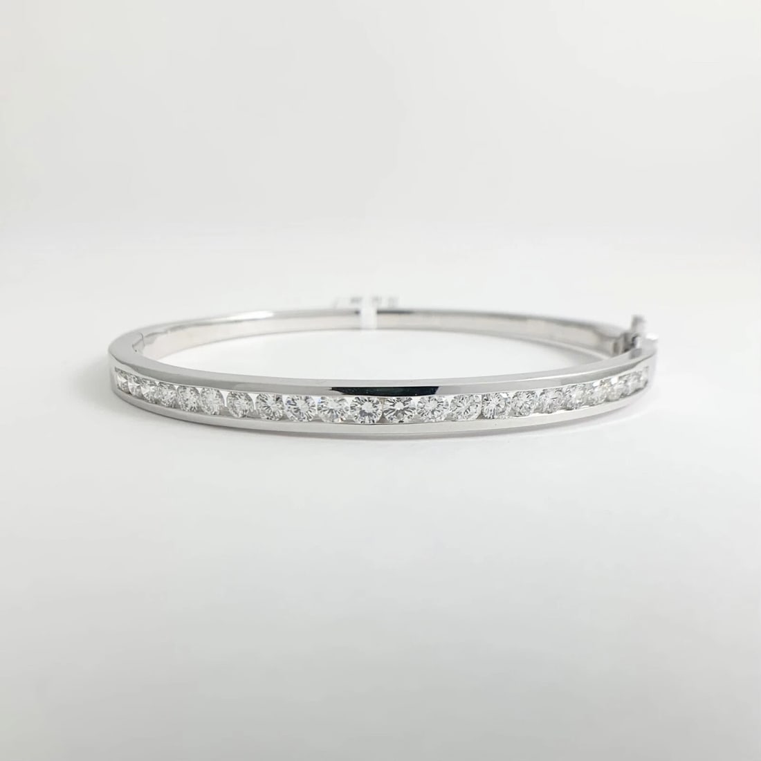 Round Diamond Channel-Set Bangle Bracelet 14K White Gold, 2.53 CTW, 21.31 Grams - 6