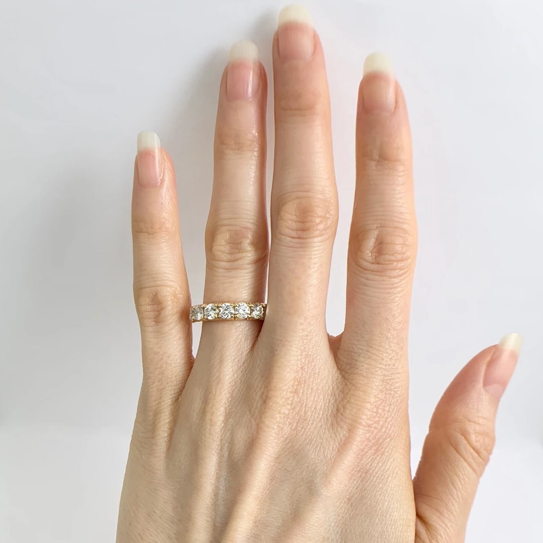 Round Diamond Eternity Ring Wedding Band 14K Yellow Gold, Size 6, 3.35 CTW - 2