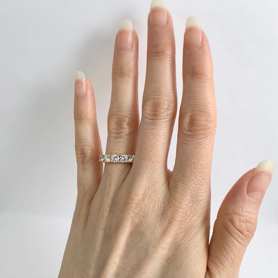 Round Diamond Eternity Ring Wedding Band 14K Yellow Gold, Size 5.5, 3.05 CTW - 2