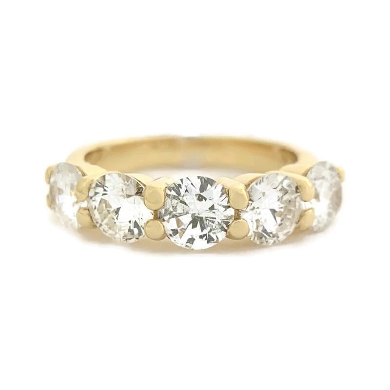 Wide 5-Stone Round Diamond Wedding Band Ring 14K Yellow Gold 2.55 CTW, 5.2 mm (1 of 9)