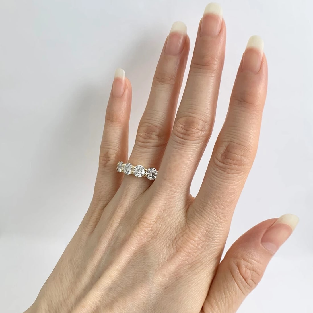 Wide 5-Stone Round Diamond Wedding Band Ring 14K Yellow Gold 2.55 CTW, 5.2 mm - 4