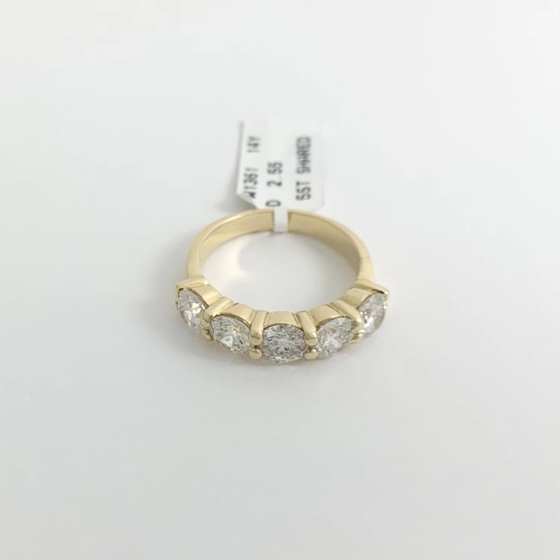 Wide 5-Stone Round Diamond Wedding Band Ring 14K Yellow Gold 2.55 CTW, 5.2 mm - 6