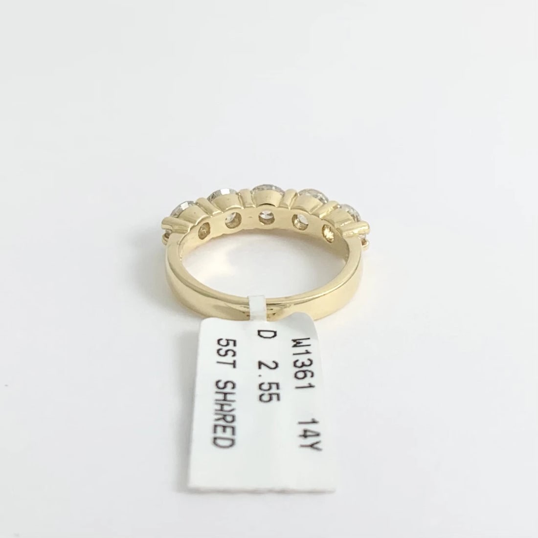 Wide 5-Stone Round Diamond Wedding Band Ring 14K Yellow Gold 2.55 CTW, 5.2 mm - 8
