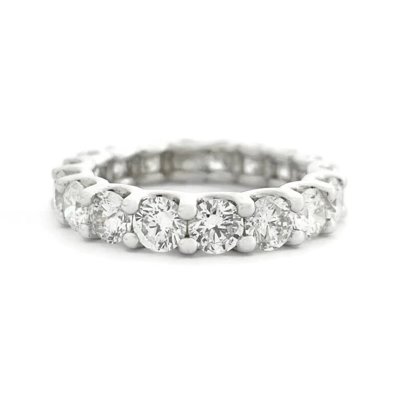 Round Diamond Eternity Ring Wedding Band 14K White Gold, Size 6, 3.38 CTW (1 of 8)