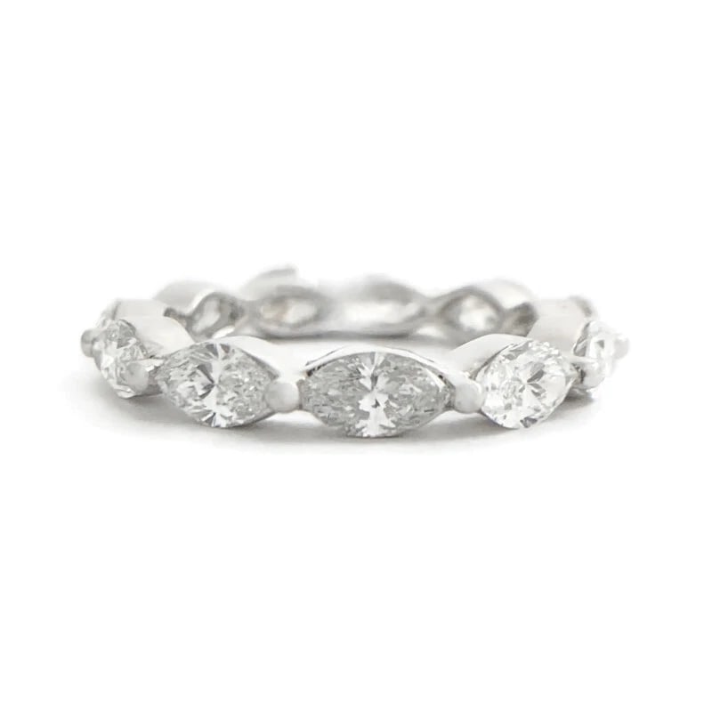 Marquise Diamond Eternity Ring Wedding Band Platinum, Size 6.5, 2.81 CTW: Marquise Diamond Eternity Ring Wedding Band Platinum, Size 6.5, 2.81 CTW This is a beautiful wedding band, anniversary ring or statement ring! Don't hesitate to ask any questions! Diamonds: 11