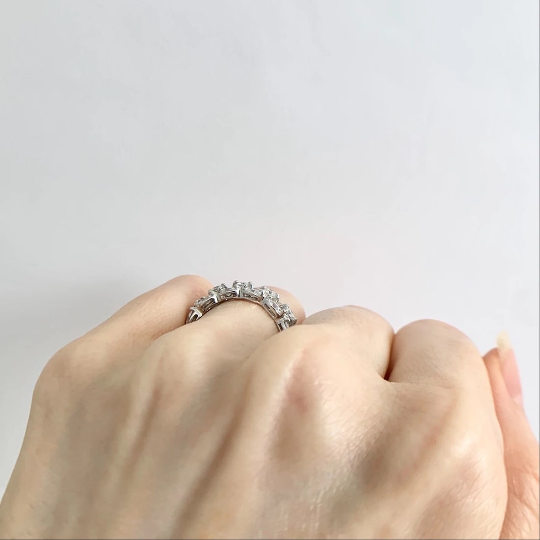 Wide Marquise Round Diamond Eternity Statement Band Ring 18K White Gold 2.96 CTW - 5