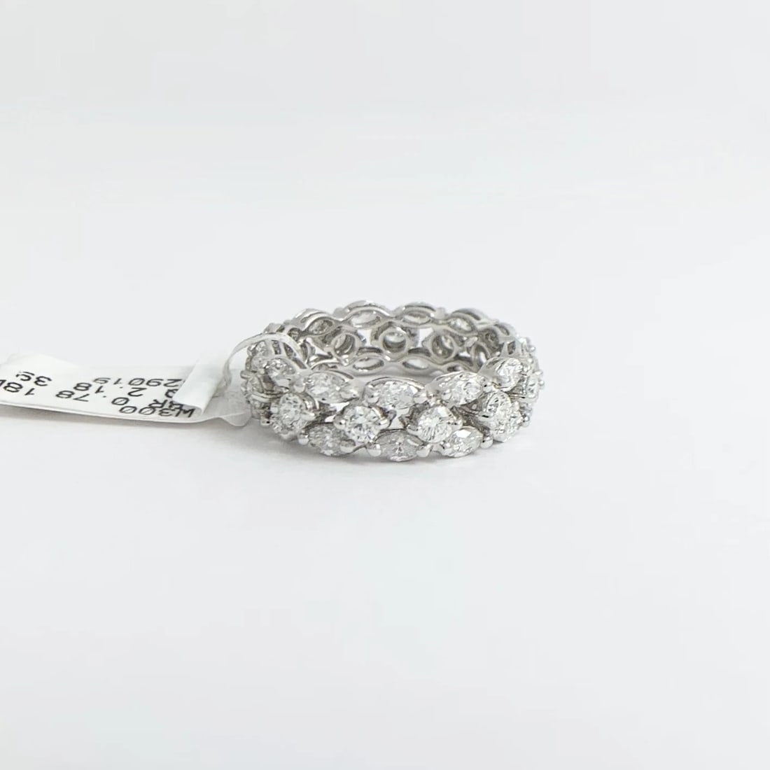 Wide Marquise Round Diamond Eternity Statement Band Ring 18K White Gold 2.96 CTW - 7