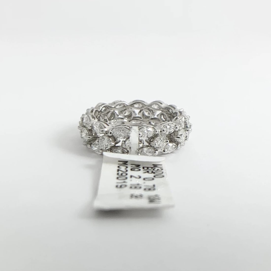 Wide Marquise Round Diamond Eternity Statement Band Ring 18K White Gold 2.96 CTW - 8