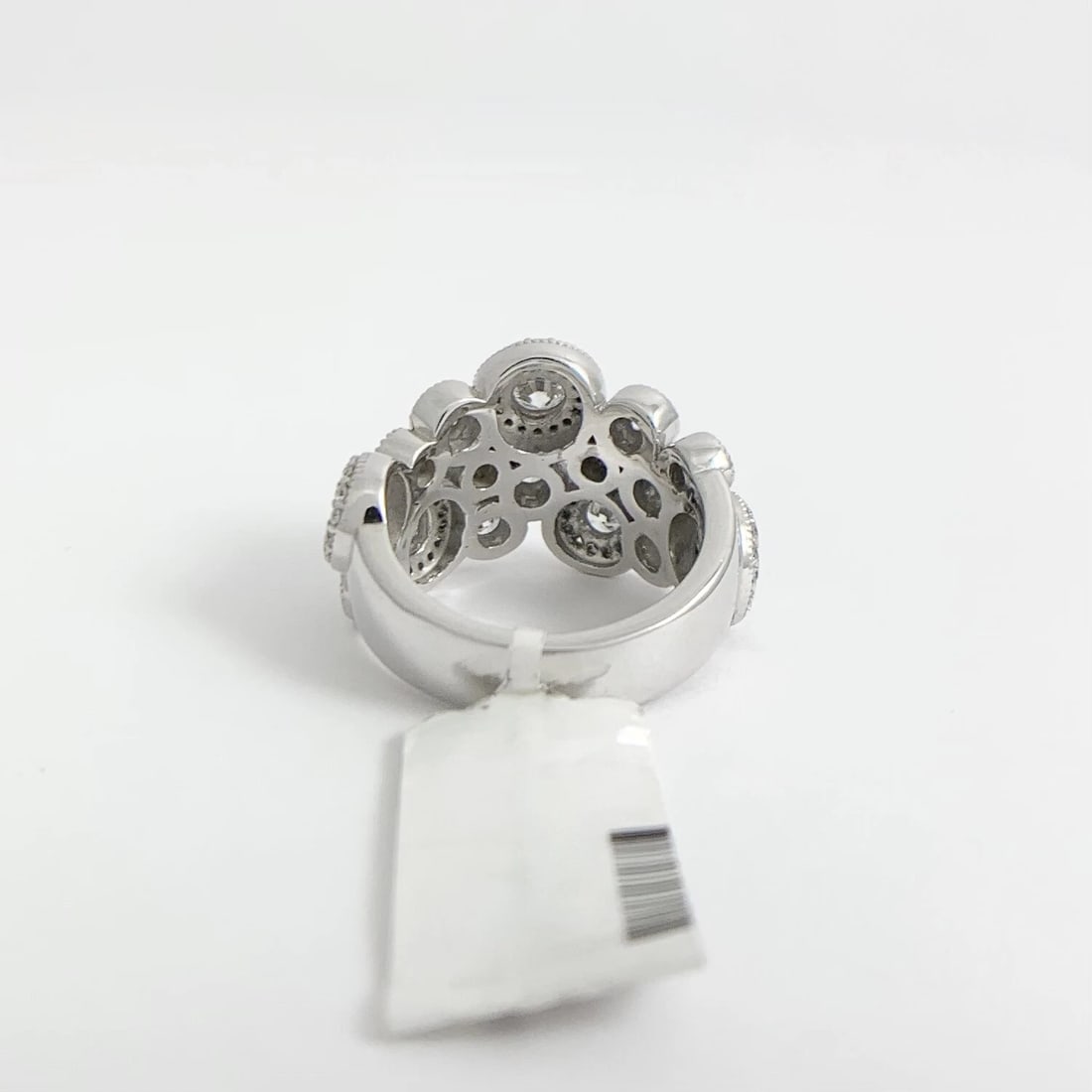 Wide Milgrain Bezel Diamond Statement Cocktail Ring 14K White Gold, 2.38 CTW - 8