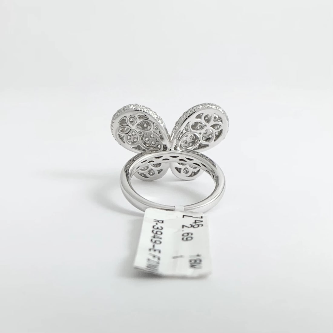 Pave Diamond Butterfly Statement Cocktail Ring 18K White Gold, 2.69 CTW - 10