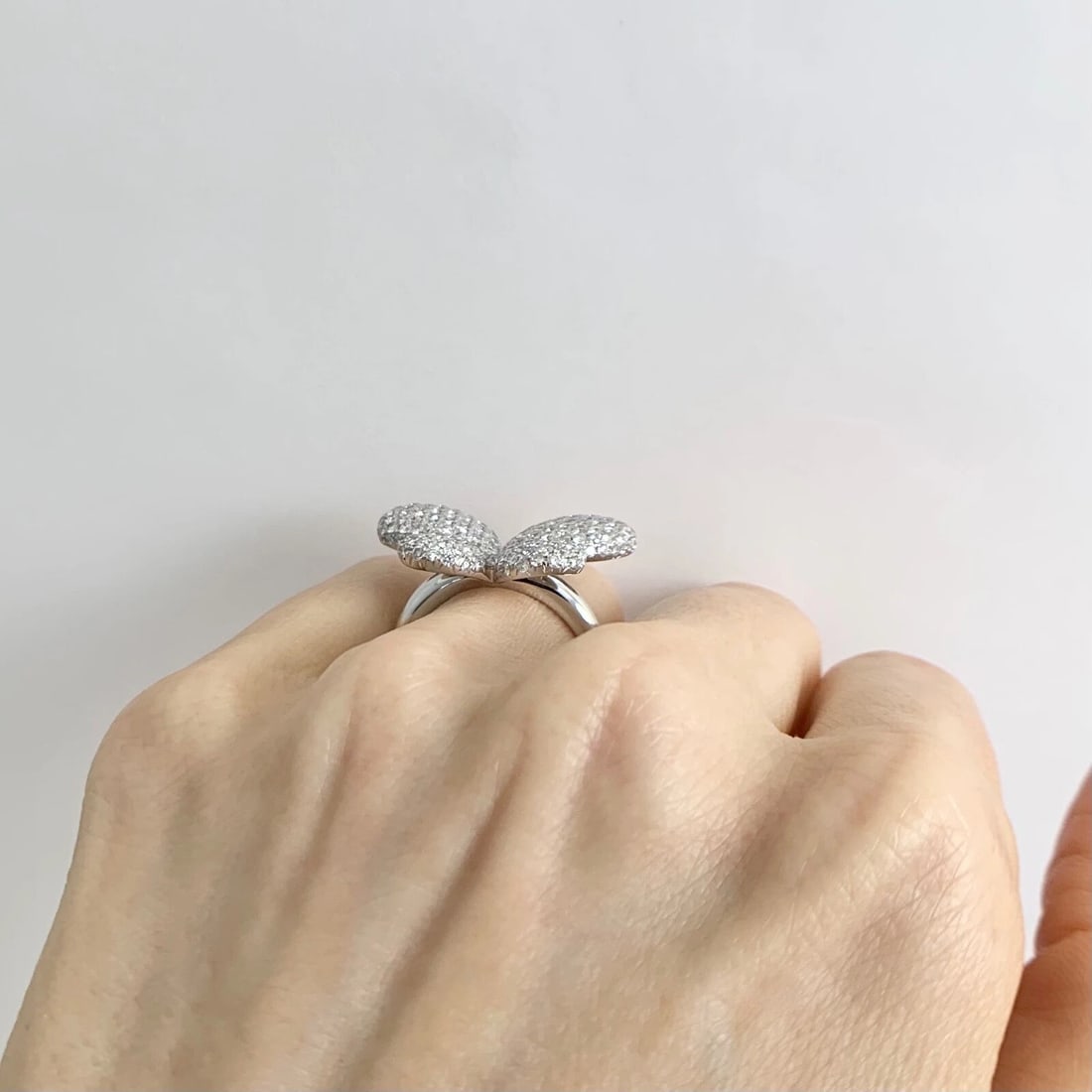 Pave Diamond Butterfly Statement Cocktail Ring 18K White Gold, 2.69 CTW - 6