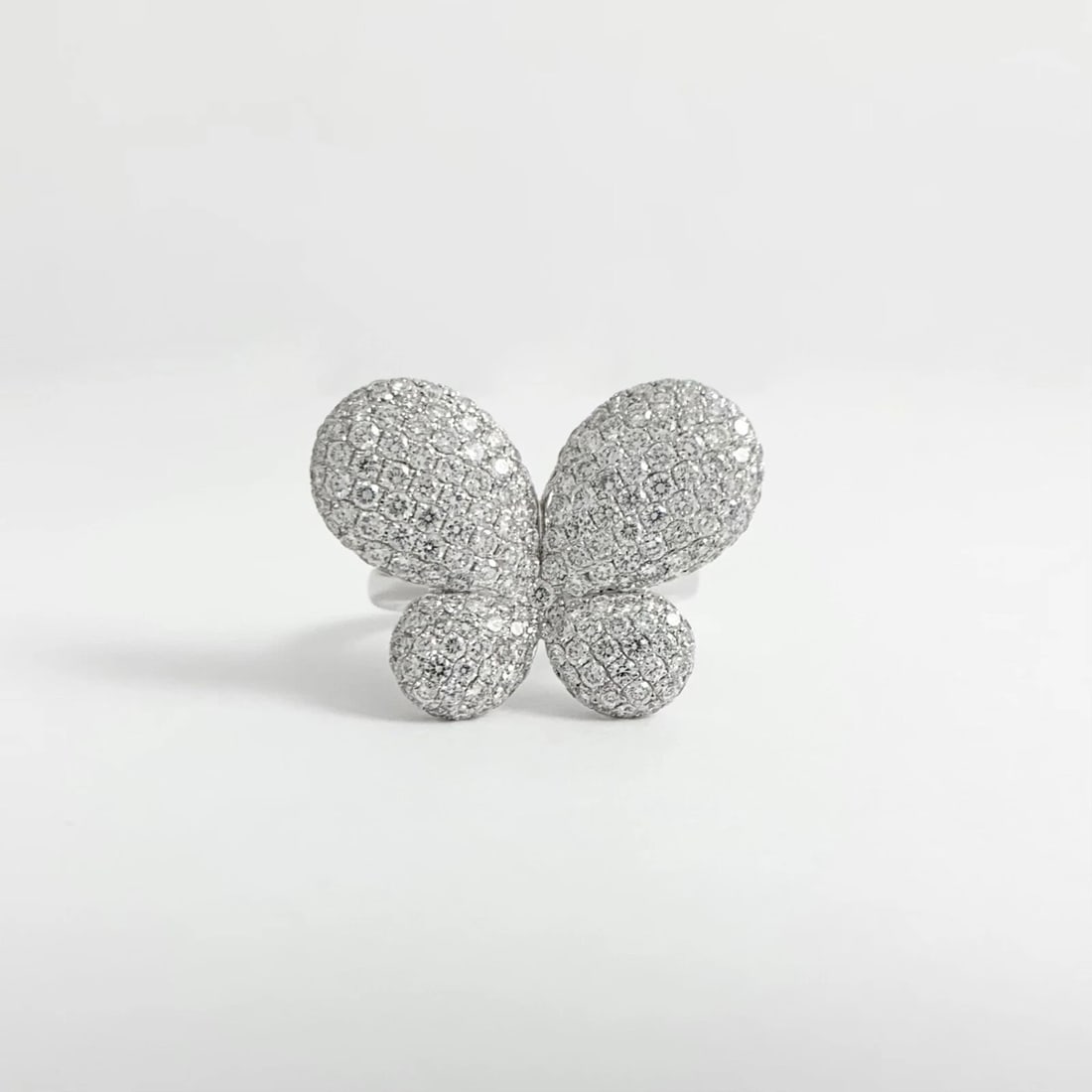 Pave Diamond Butterfly Statement Cocktail Ring 18K White Gold, 2.69 CTW - 8