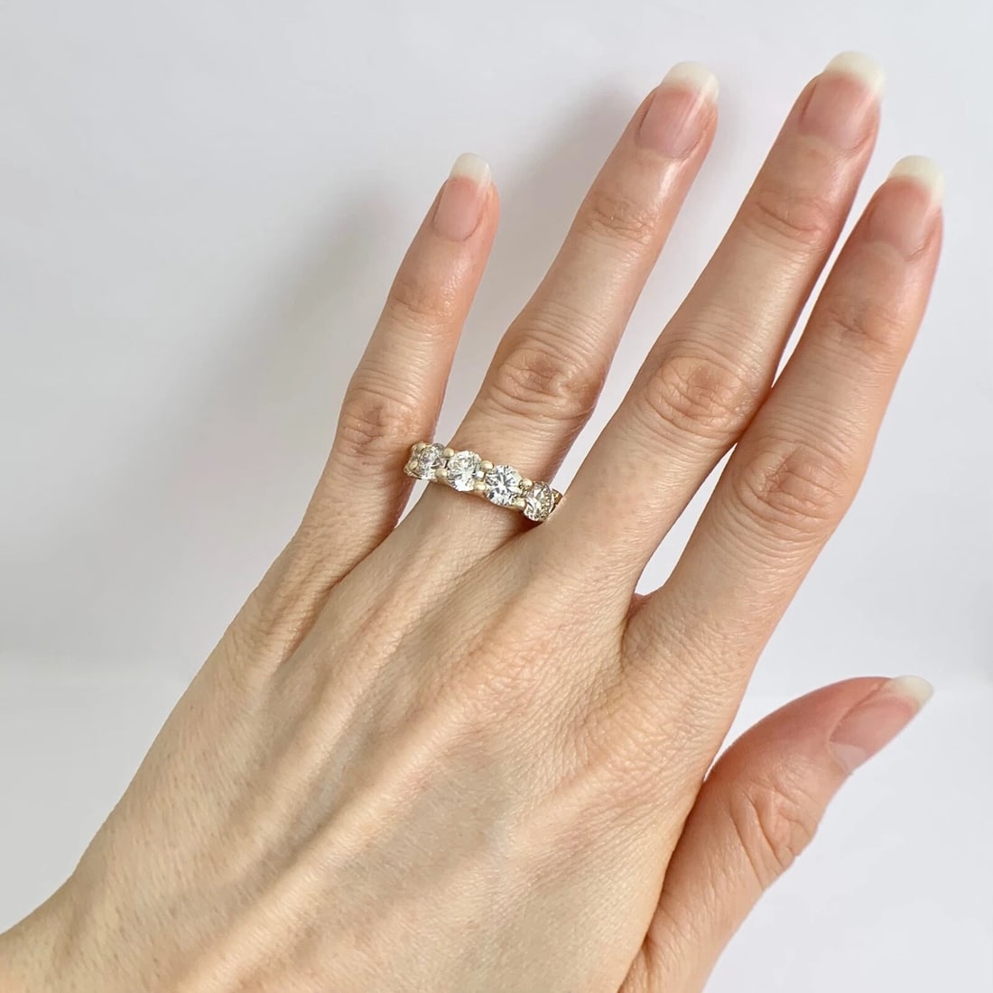 5-Stone Round Diamond Wedding Band Ring 14K Yellow Gold, 3.05 CTW - 5