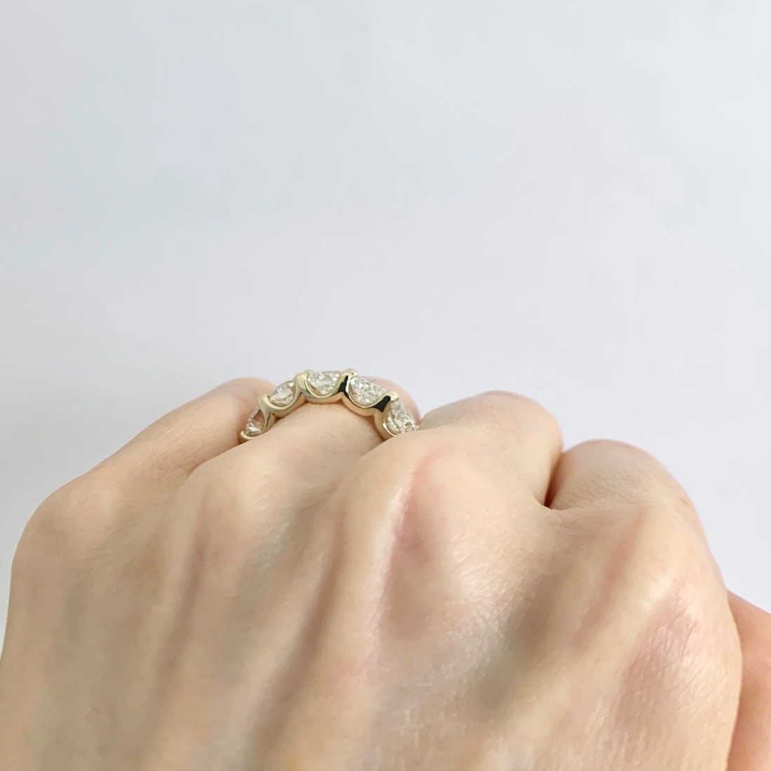 5-Stone Round Diamond Wedding Band Ring 14K Yellow Gold, 3.05 CTW - 7