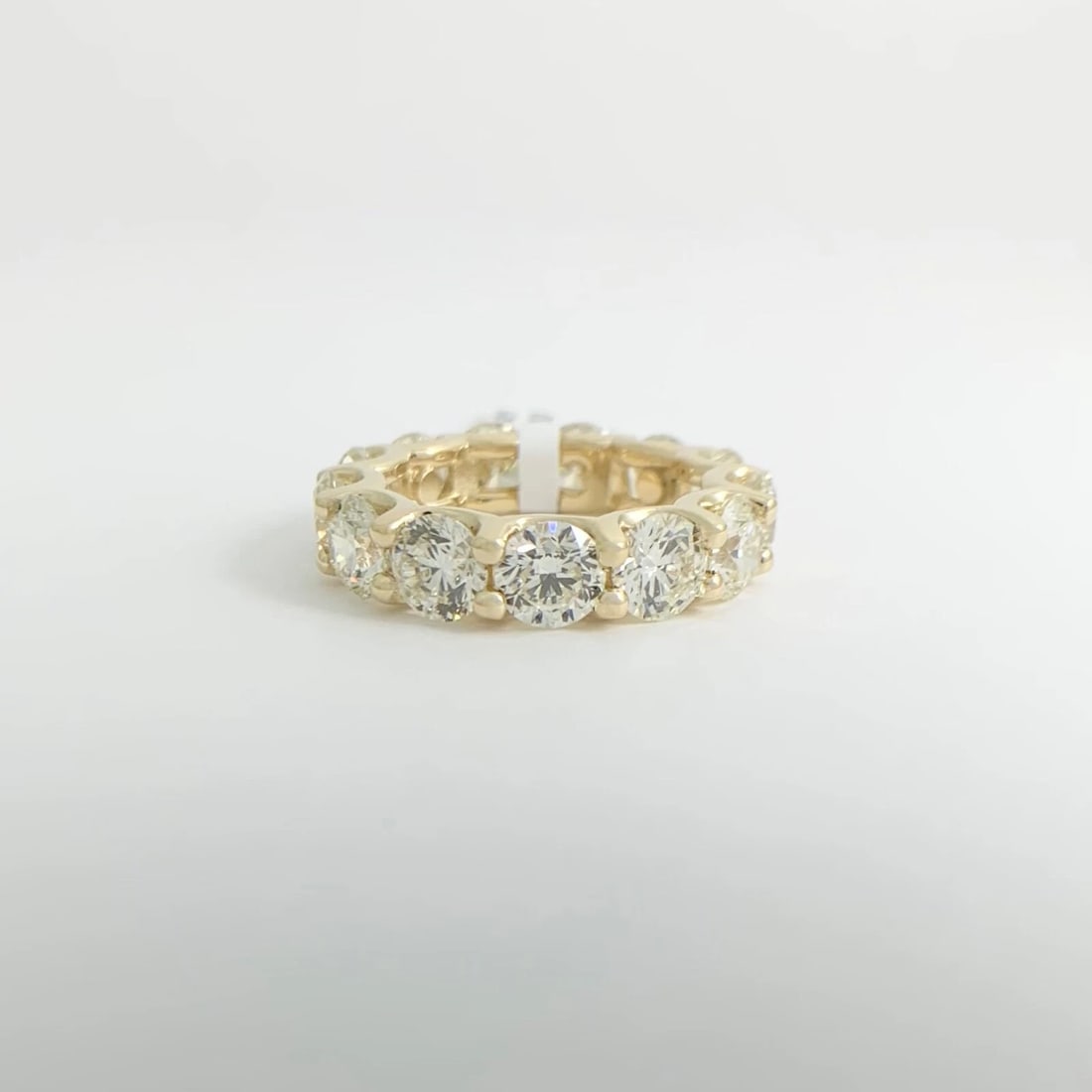 Round Diamond Eternity Ring Wedding Band 14K Yellow Gold, Size 6.25, 7.70 CTW - 8