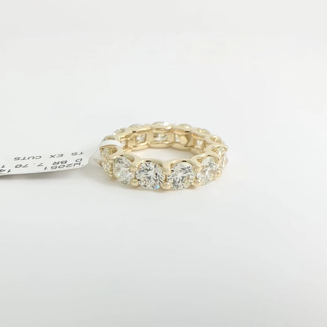 Round Diamond Eternity Ring Wedding Band 14K Yellow Gold, Size 6.25, 7.70 CTW - 9