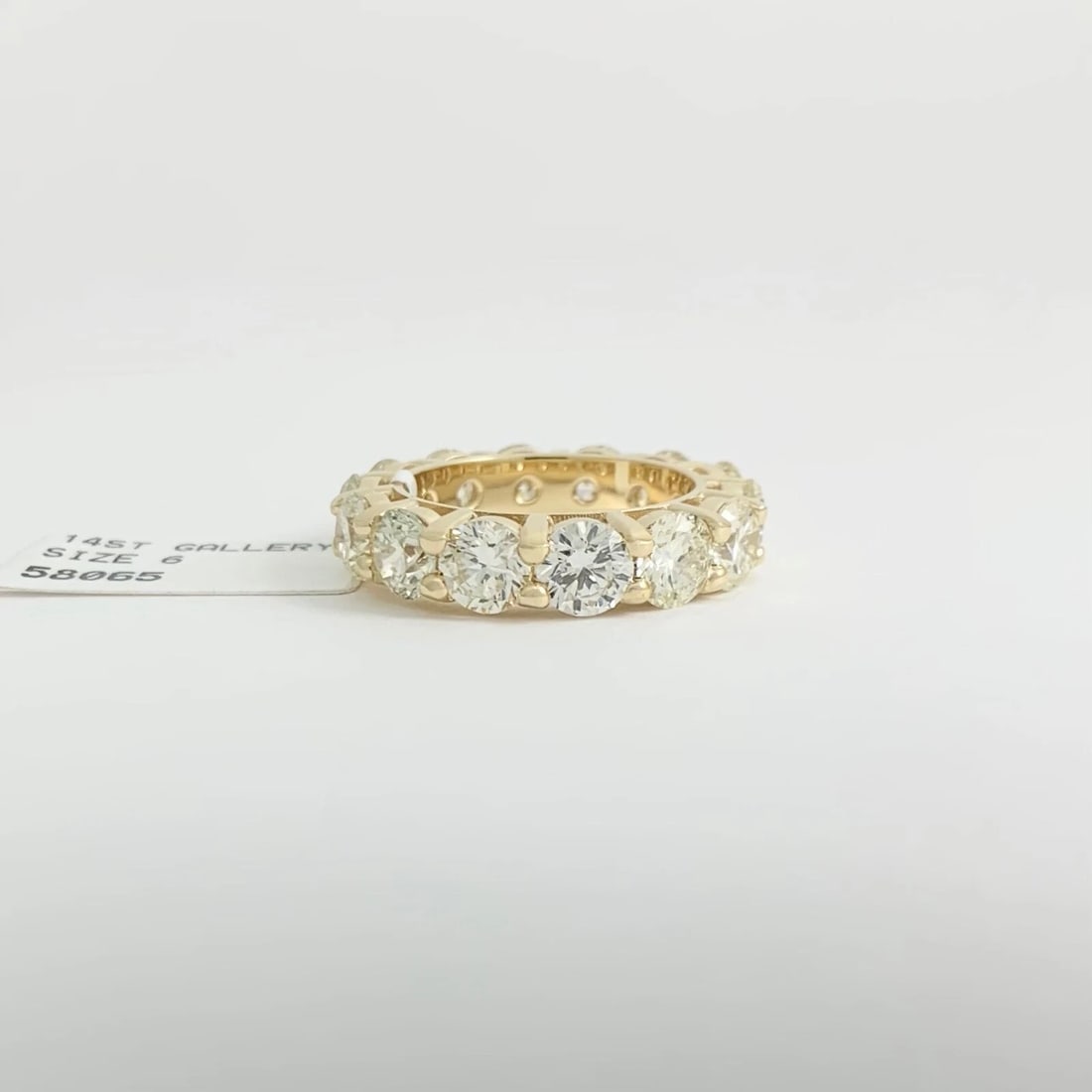 Round Diamond Eternity Ring Wedding Band 14K Yellow Gold, Size 6, 7.10 CTW - 8