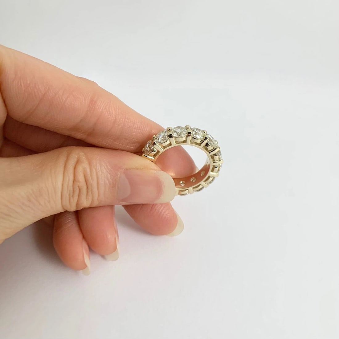 Round Diamond Eternity Ring Wedding Band 14K Yellow Gold, Size 6, 7.10 CTW - 9
