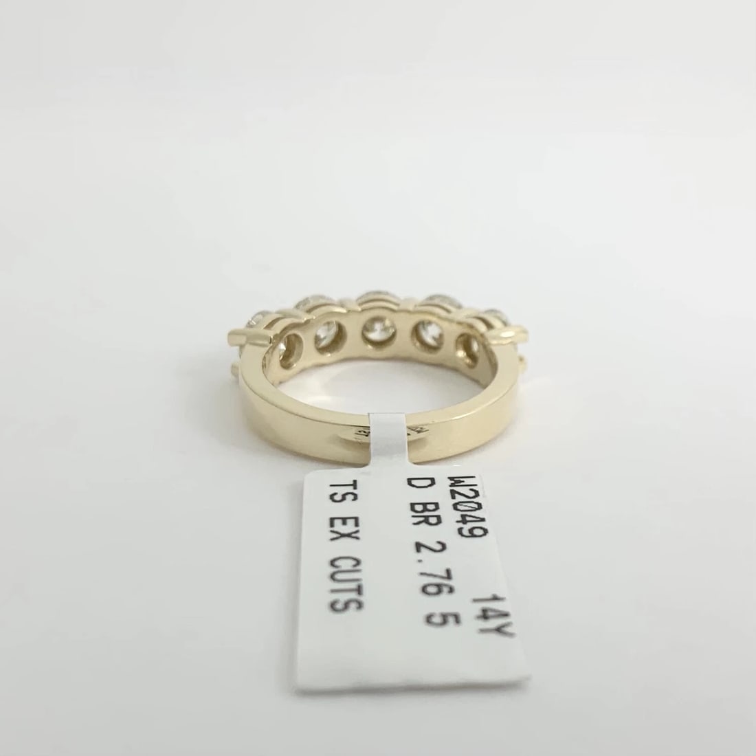 5-Stone Round Diamond Wedding Band Ring 14K Yellow Gold, 2.76 CTW - 10