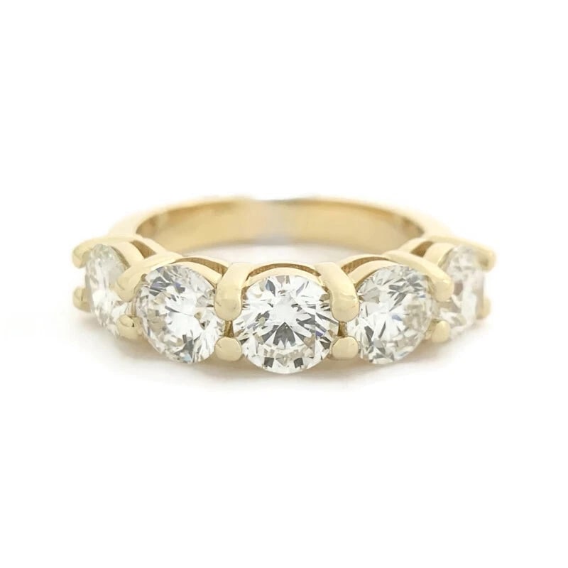 5-Stone Round Diamond Wedding Band Ring 14K Yellow Gold, 2.76 CTW (1 of 10)
