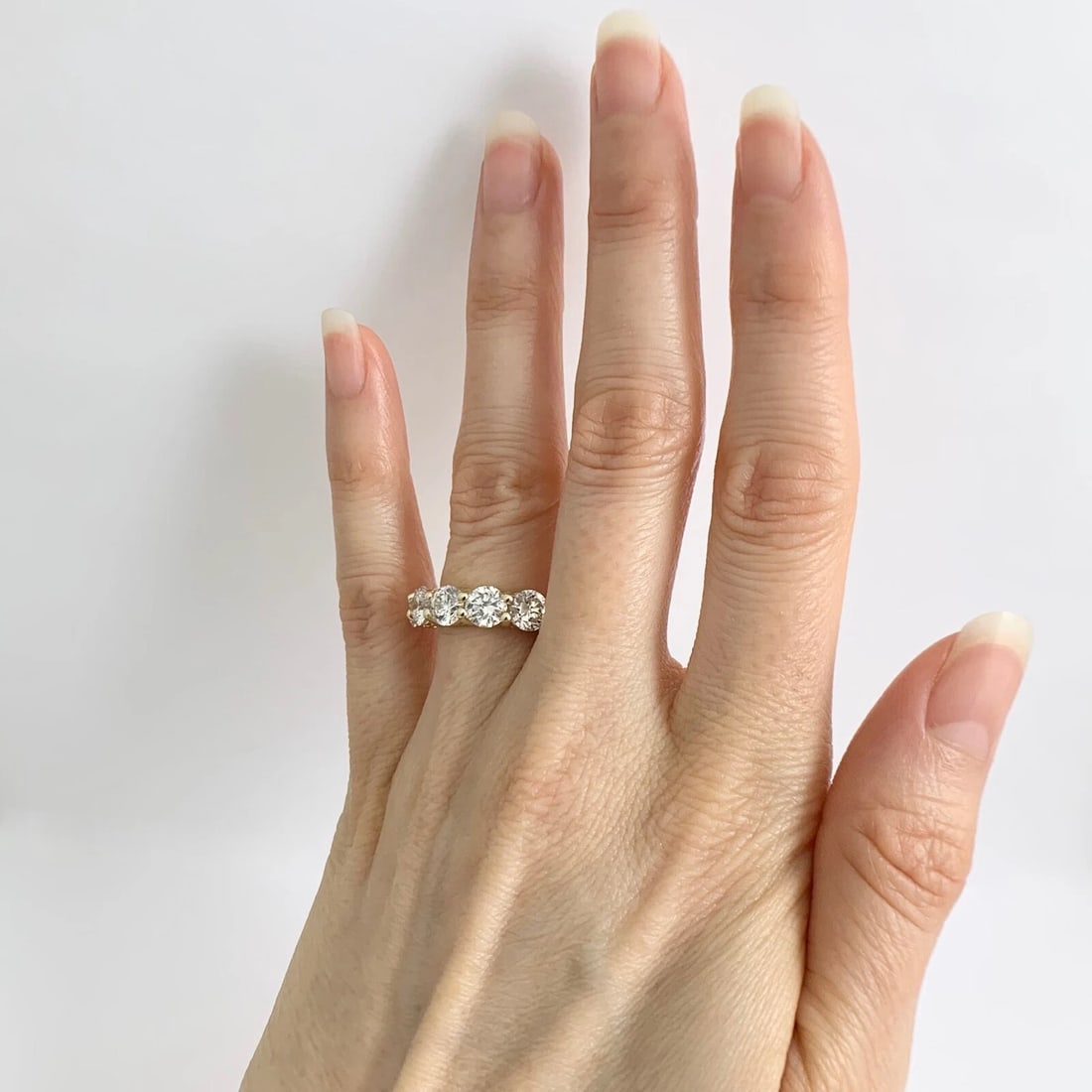 5-Stone Round Diamond Wedding Band Ring 14K Yellow Gold, 2.76 CTW - 3