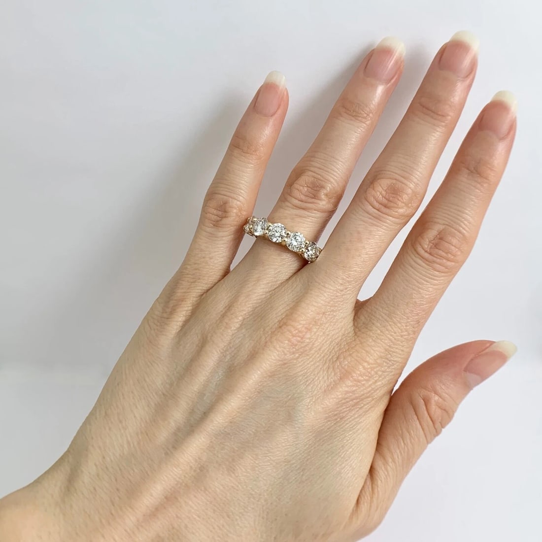 5-Stone Round Diamond Wedding Band Ring 14K Yellow Gold, 2.76 CTW - 4