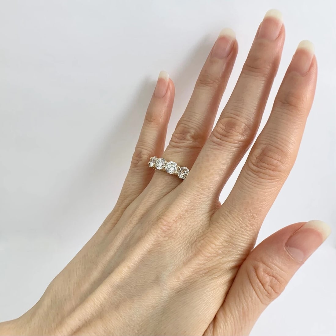 5-Stone Round Diamond Wedding Band Ring 14K Yellow Gold, 2.76 CTW - 5