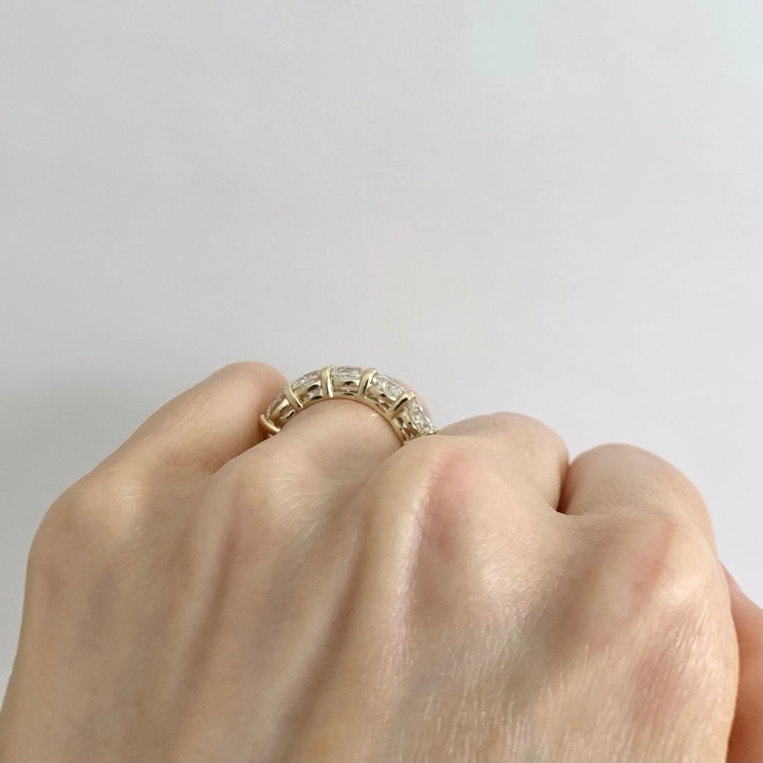 5-Stone Round Diamond Wedding Band Ring 14K Yellow Gold, 2.76 CTW - 6
