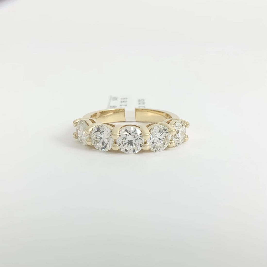 5-Stone Round Diamond Wedding Band Ring 14K Yellow Gold, 2.76 CTW - 7