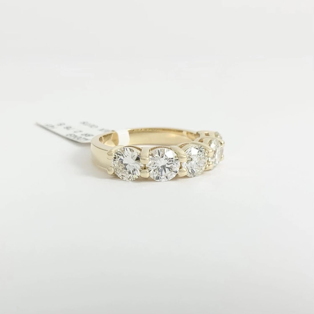 5-Stone Round Diamond Wedding Band Ring 14K Yellow Gold, 2.76 CTW - 8