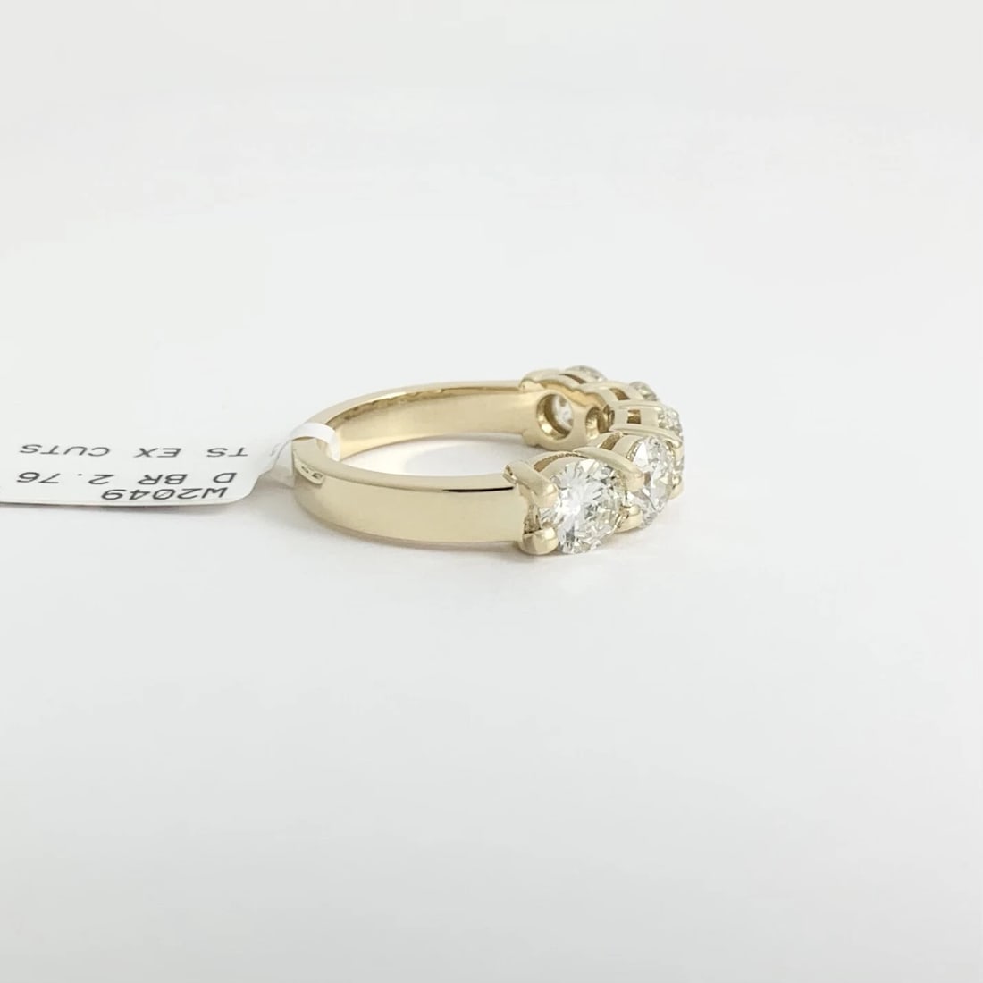 5-Stone Round Diamond Wedding Band Ring 14K Yellow Gold, 2.76 CTW - 9