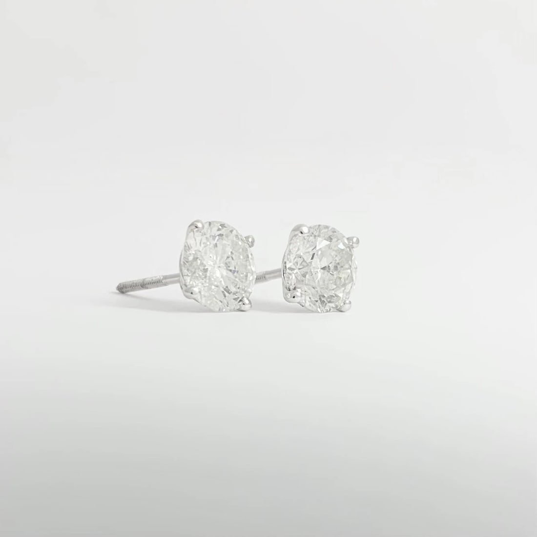 Round Diamond Stud Earrings 14K White Gold 4-Prong Martini Screw Backs 3.17 CTW - 5