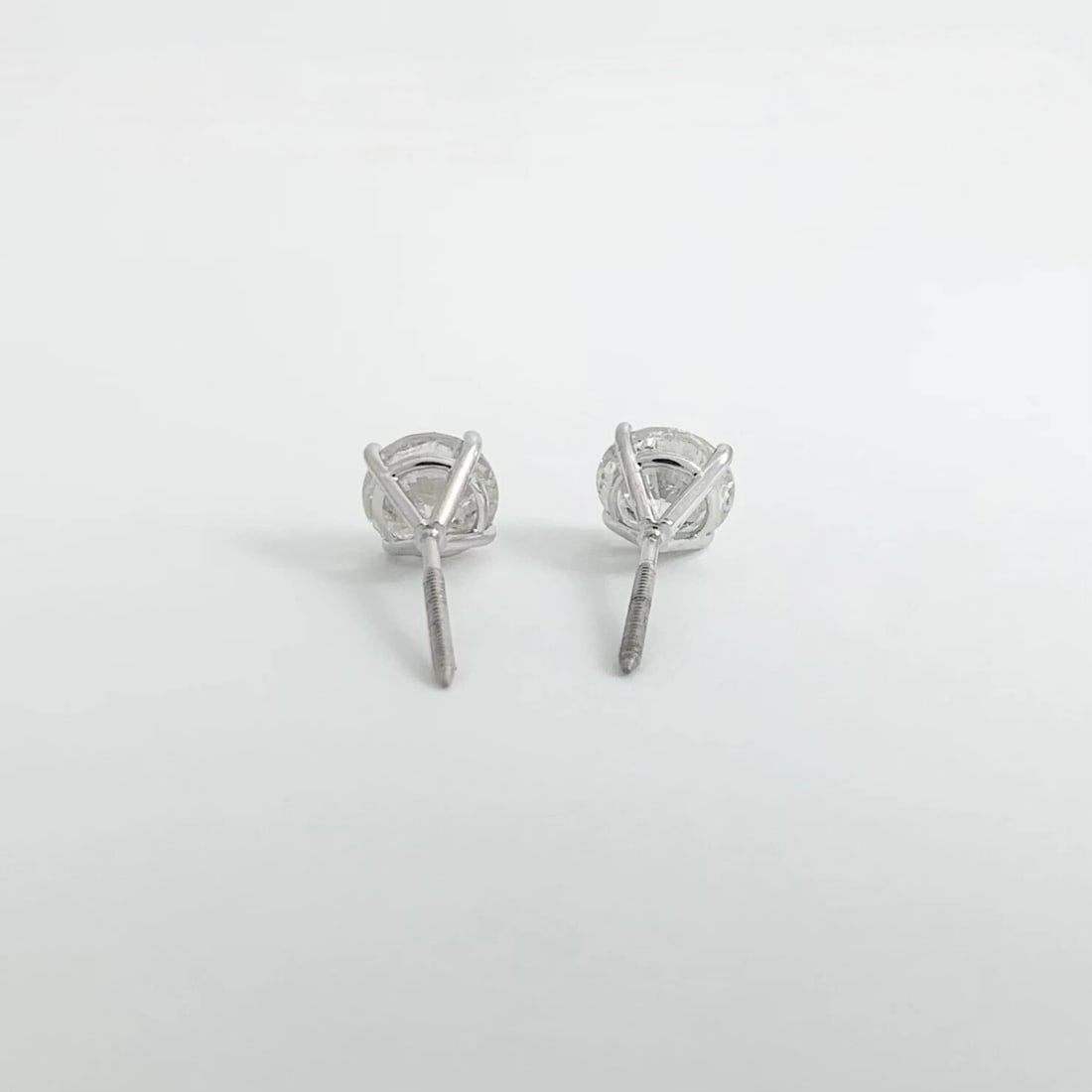 Round Diamond Stud Earrings 14K White Gold 4-Prong Martini Screw Backs 3.17 CTW - 8
