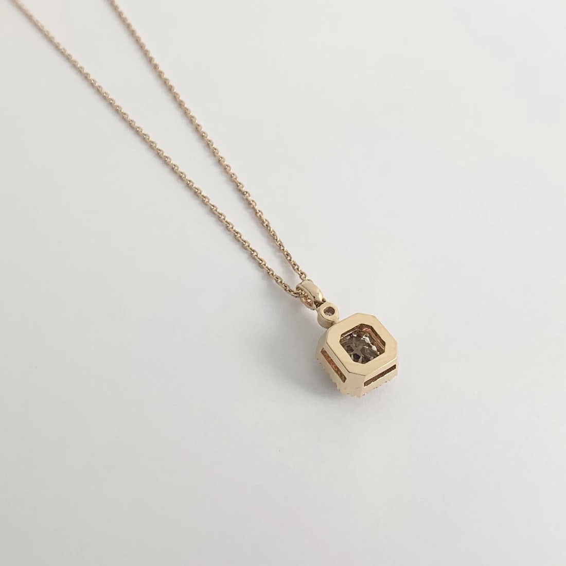 GIA Brown Diamond Cushion Halo Pendant Necklace 14K Rose Gold 1.57 CTW - 8