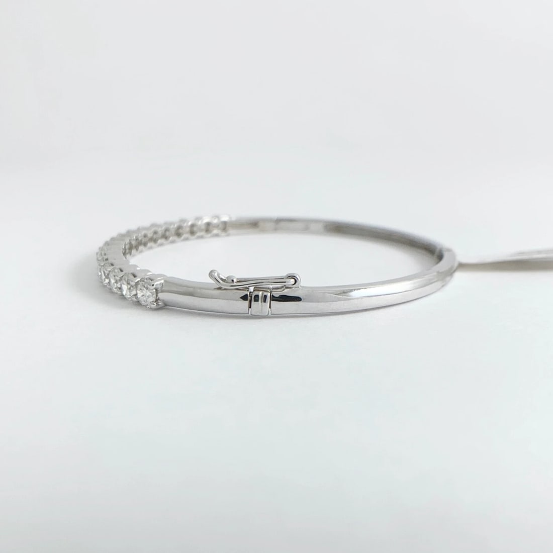 Diamond Bangle Bracelet 14K White Gold, 4.04 CTW, 12.73 Grams - 8