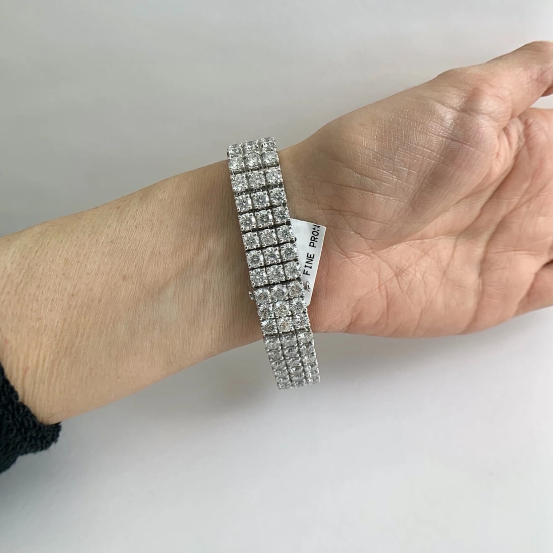 Wide 3-Row Diamond Bracelet 18K White Gold 30.95 CTW, 7 Inches, 63.35 Grams - 5