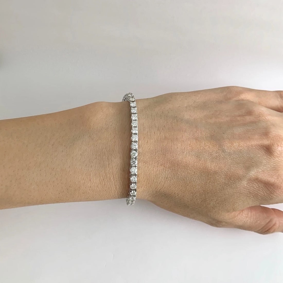 Round Diamond Tennis Bracelet 14K White Gold, 5.01 CTW, 7 Inches, 14.56 Grams - 3