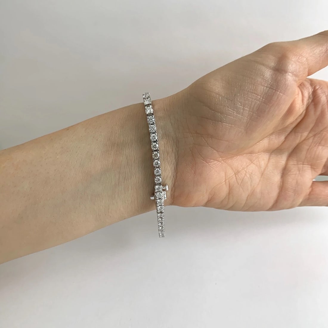 Round Diamond Tennis Bracelet 14K White Gold, 5.01 CTW, 7 Inches, 14.56 Grams - 5