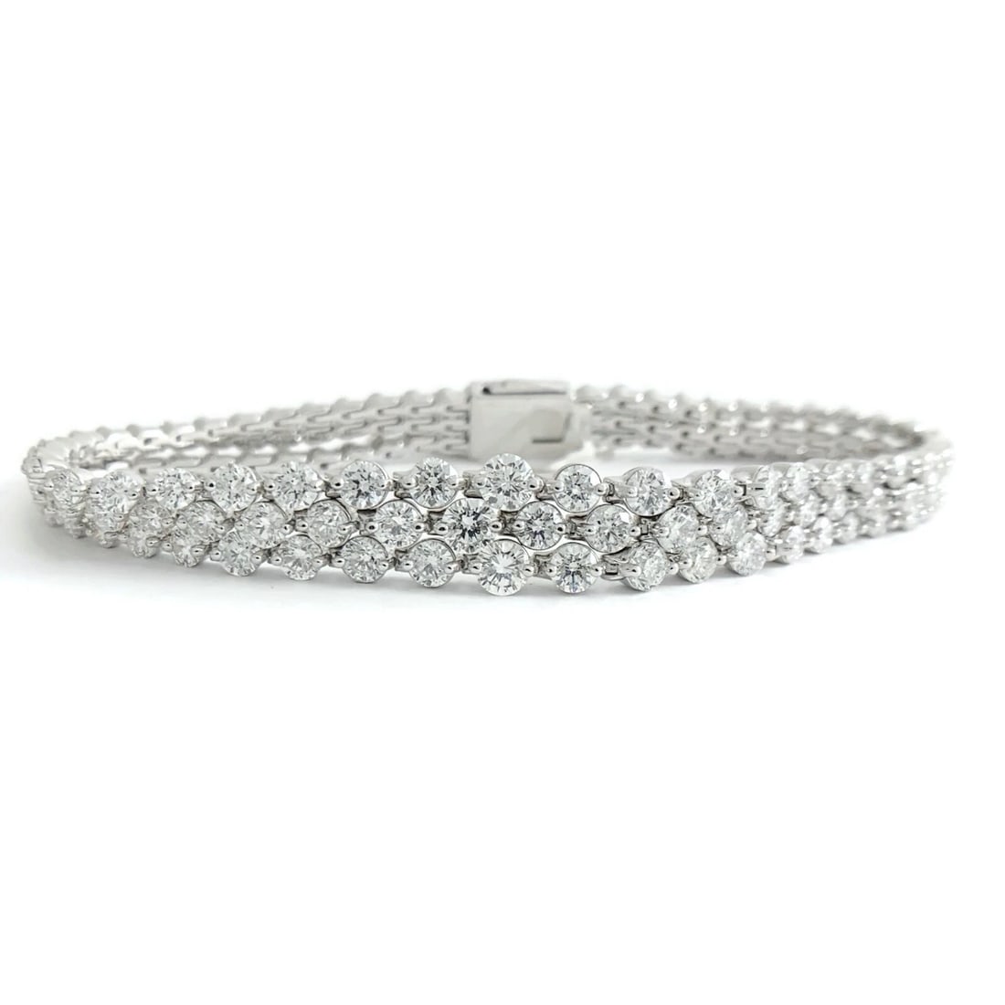 Multistrand 3-Row Diamond Bracelet 18K White Gold, 8.25 CTW, 7 Inches, 23.47 Gr (1 of 11)