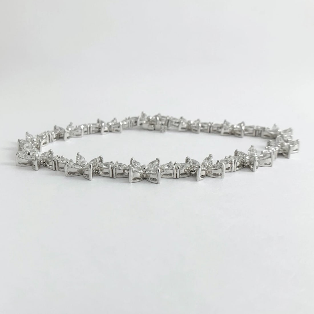 Pear Marquise Flower Diamond Tennis Bracelet Platinum, 7.66 CTW, 17.54 Grams - 8