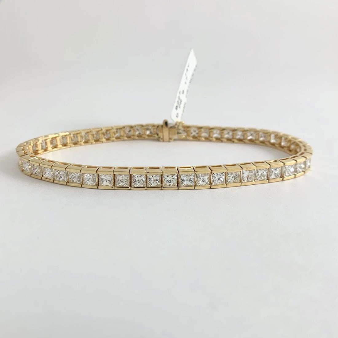 Princess Diamond Tennis Bracelet 14K Yellow Gold, 9.17 CTW, 7 Inches 15.00 Grams - 6