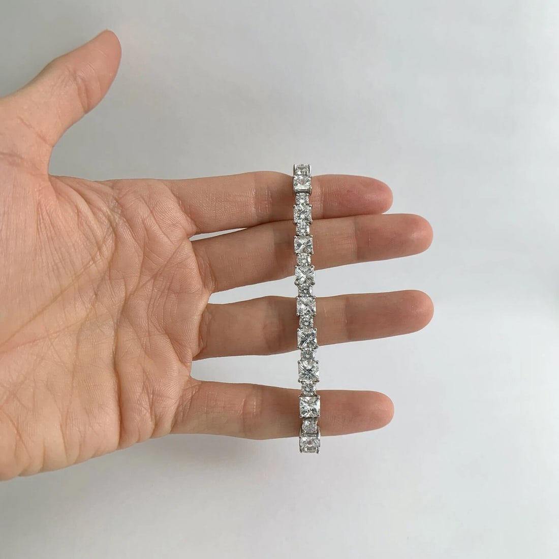 Square Cushion Round Diamond Tennis Bracelet Platinum, 20.05 CTW, 26.20 Grams - 2