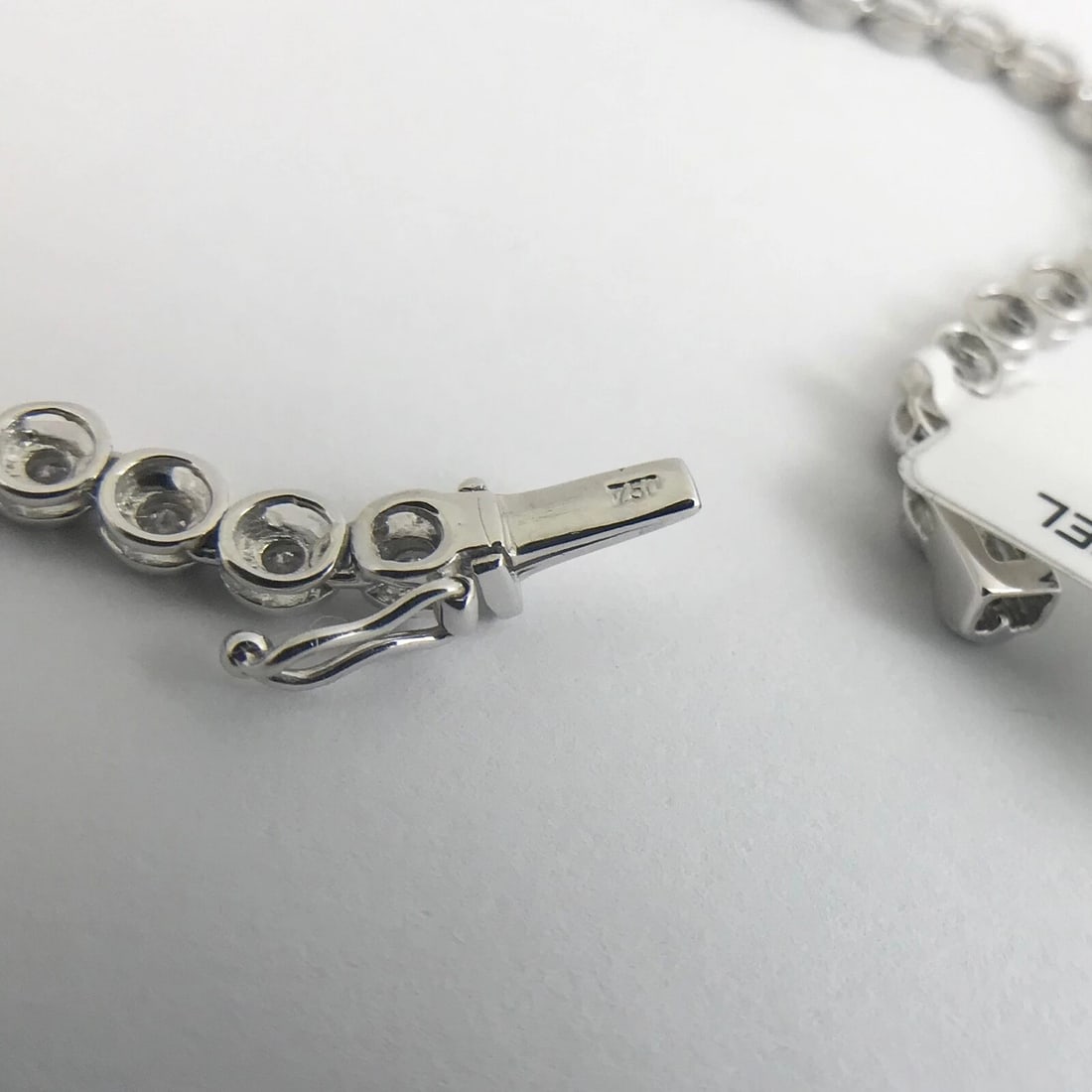 Diamond Milgrain Bezel Set Tennis Necklace 18K White Gold, 16 Inches, 4.33 CTW - 11